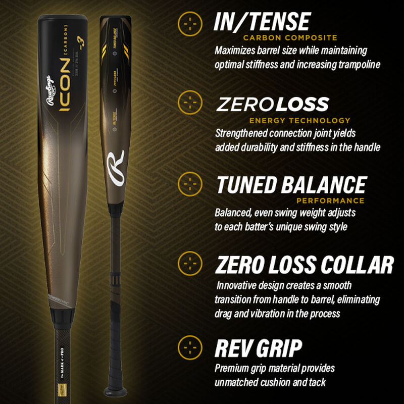 2023 RAWLINGS ICON BBCOR -3 BASEBALL BAT